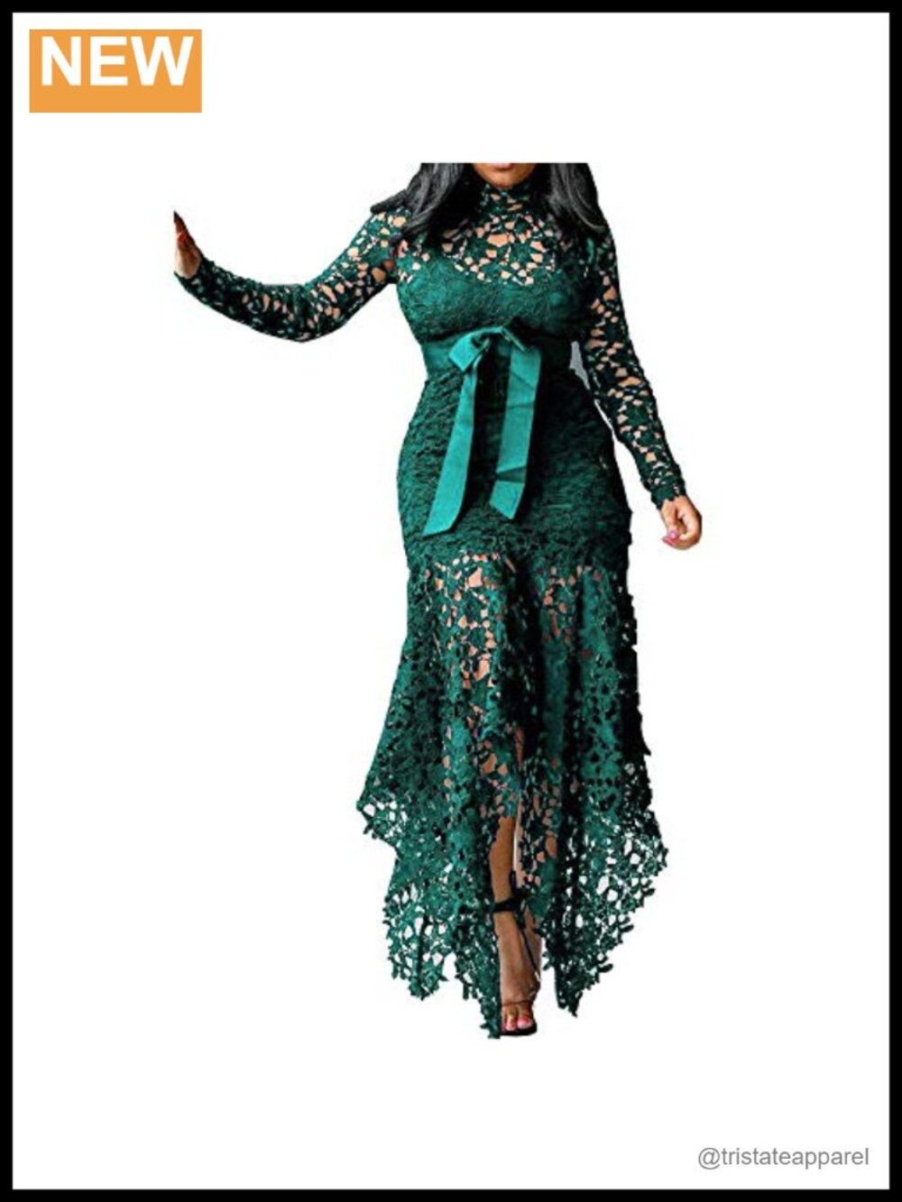 VERWIN Women's Maxi Dress Lace Up Asymmetrical High Neck Formal Evening Gown